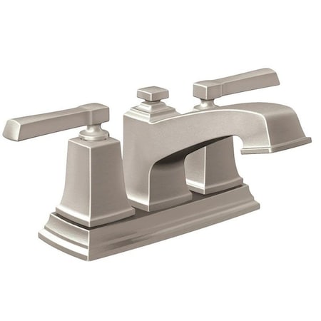 Boardwalk Series Bathroom Faucet, 12 Gpm, 2Faucet Handle, Metal, Brushed Nickel, Lever Handle